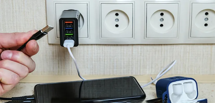 man using QuickChargePro to charge multiple devices